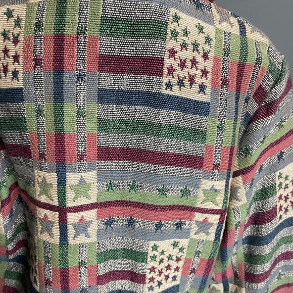 Vintage Blazer Medium New Identity Americana Stars Stripes Patriotic Tapestry - Picture 7 of 11